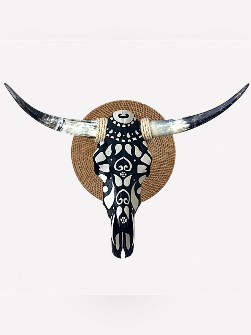 Hand Painted Paisley Cow Skull Wall Art Home Decor Boho Rustic Taxidermy